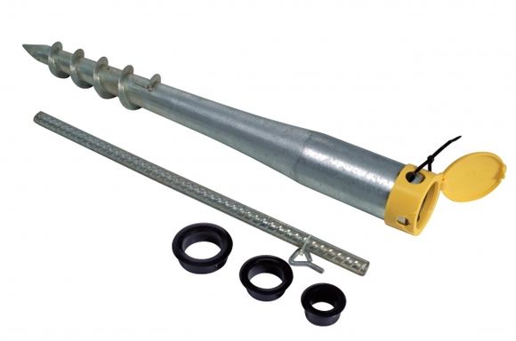 Erdungsschraube KSF G 60x550-1xM6 für Zaun bis 1,6 m, Wäschetrockner - Ende: Gewindebohrung zum Zentrieren, Material - Stahl feuerverzinkt