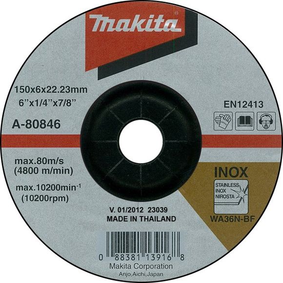 Schleifscheibe für Stahl und INOX o150x6x22mm - MAKITA A-80846