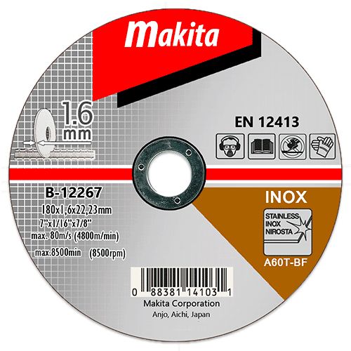 Trennscheibe für INOX o180x1,6x22mm flach - MAKITA B-12267