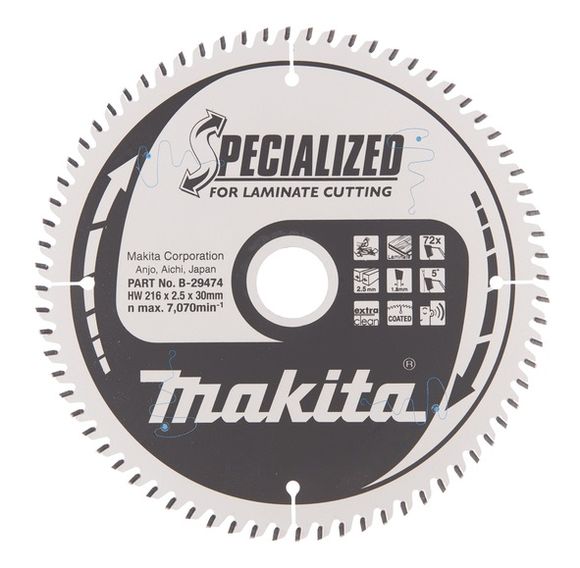 Sägeblatt D 216 x 30 mm für Laminat (72 TCT Zähne) 2,5 mm Schnitt - MAKITA B-29474