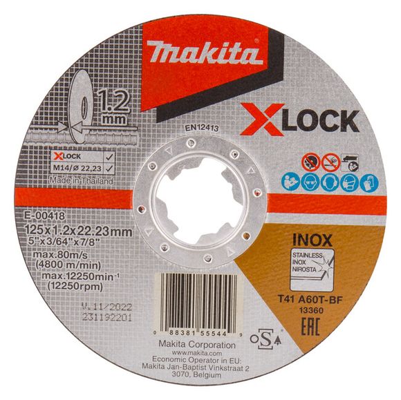 Trennscheibe für Edelstahl mit X-LOCK- 125X1,2X22,23 MM - MAKITA E-00418
