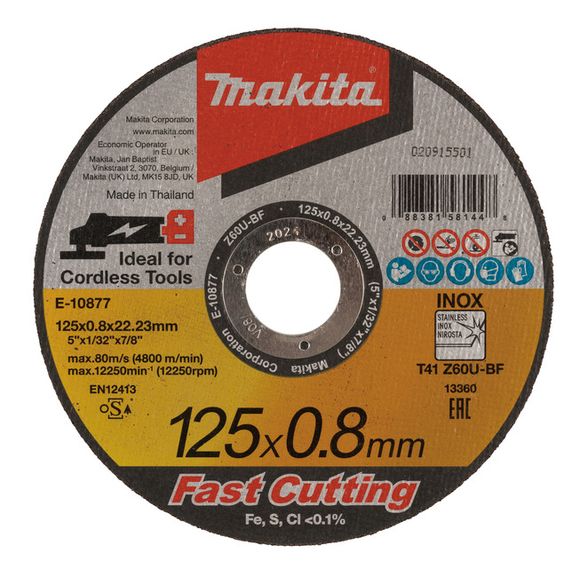 Trennscheibe für Edelstahl D125x0,8x22mm flach - MAKITA E-10877