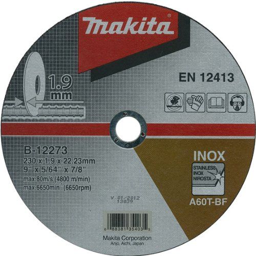 Trennscheibe für INOX/Edelstahl D 230 x 1.9 x 22 mm - MAKITA E-13764