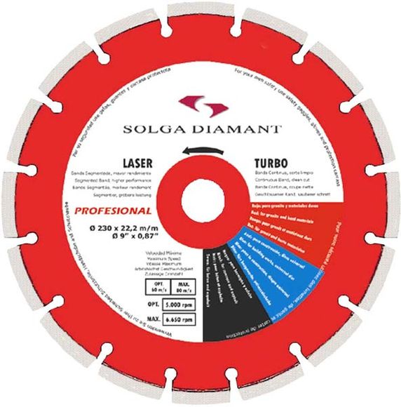 Diamanttrennscheibe D 350mm für harte Materialien Trockenschnitt für Handwerkzeuge f. rot PROFI